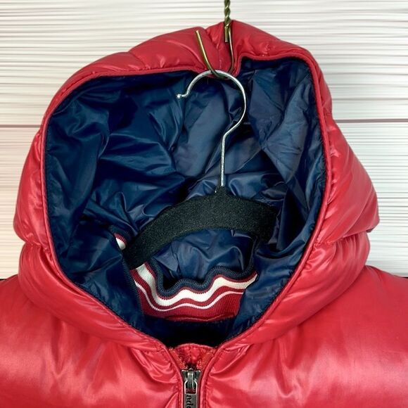 ADD Red Down Hooded Puff Vest Zip Front Pockets Logo Boys size 10Y - Picture 6 of 14